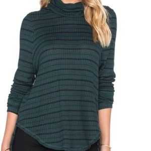 Free People We the Free Green Stripe Turtleneck XS